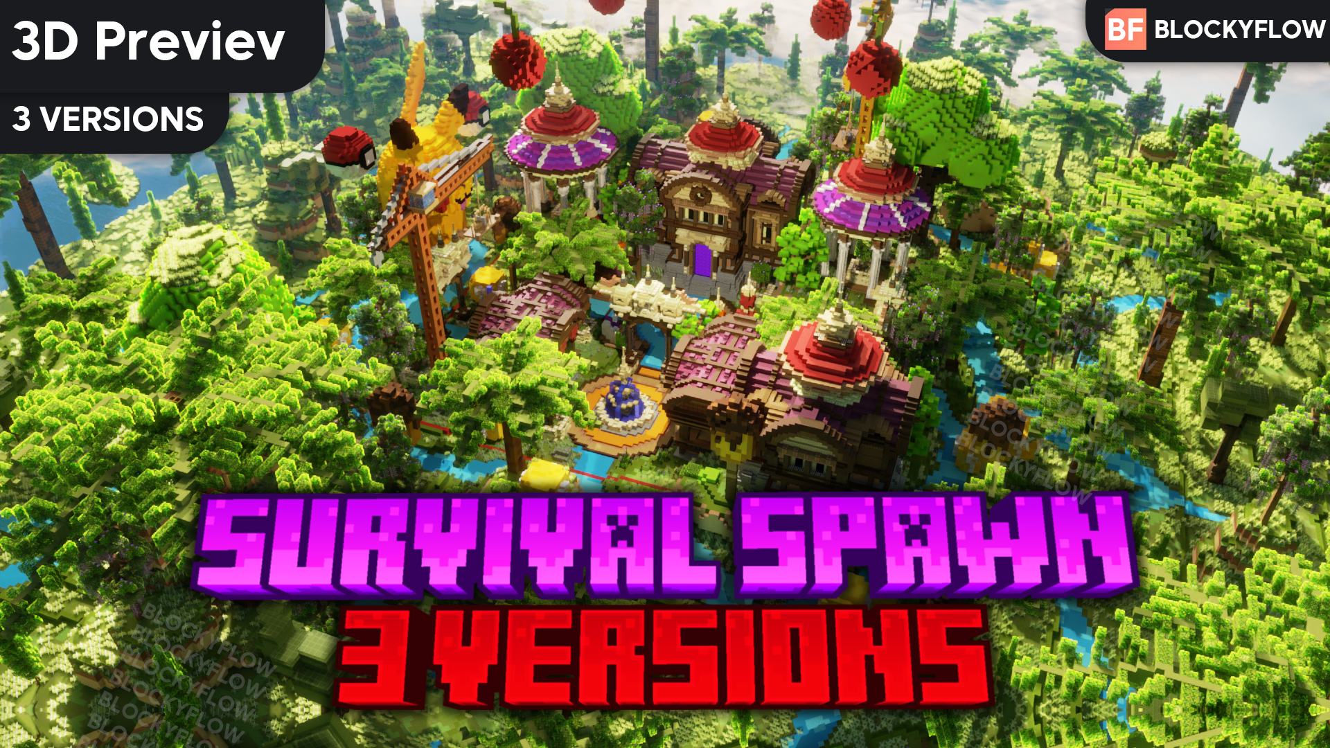 COLORFUL -  Survival spawn | 3 VERSIONS - island, blend, cube preview image