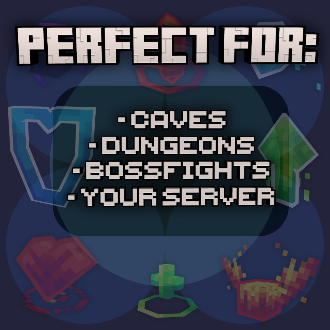 Buff orbs, 8 different orbs at the background, text perfect for: caves, dungeons, your server