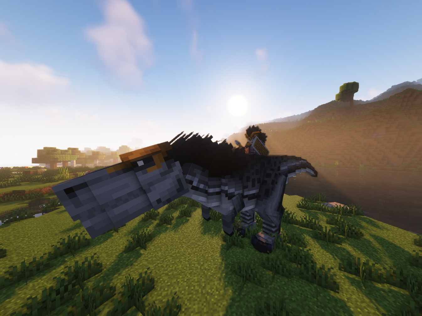 Player riding a T-Rex