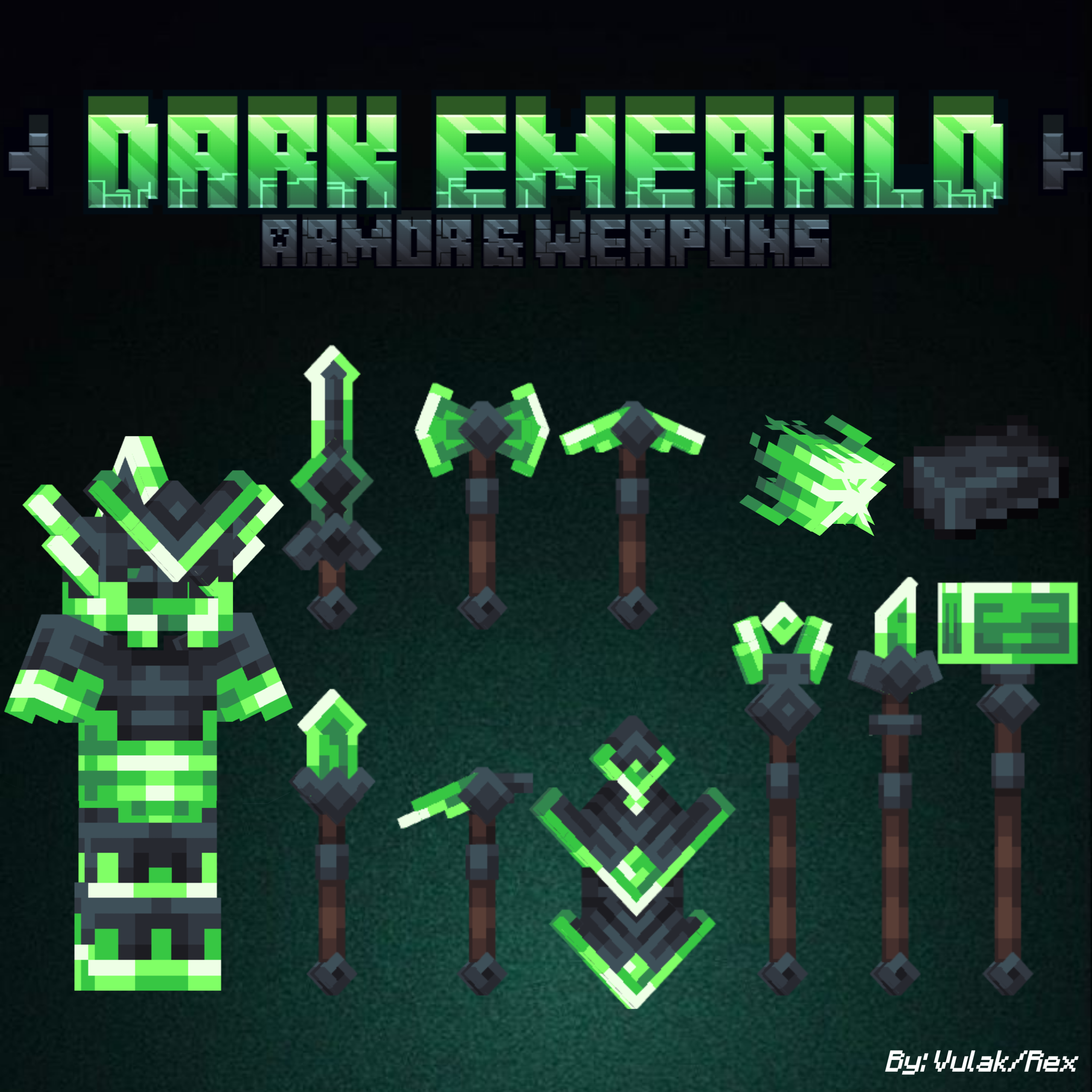 Dark emerald armor & weapons preview image