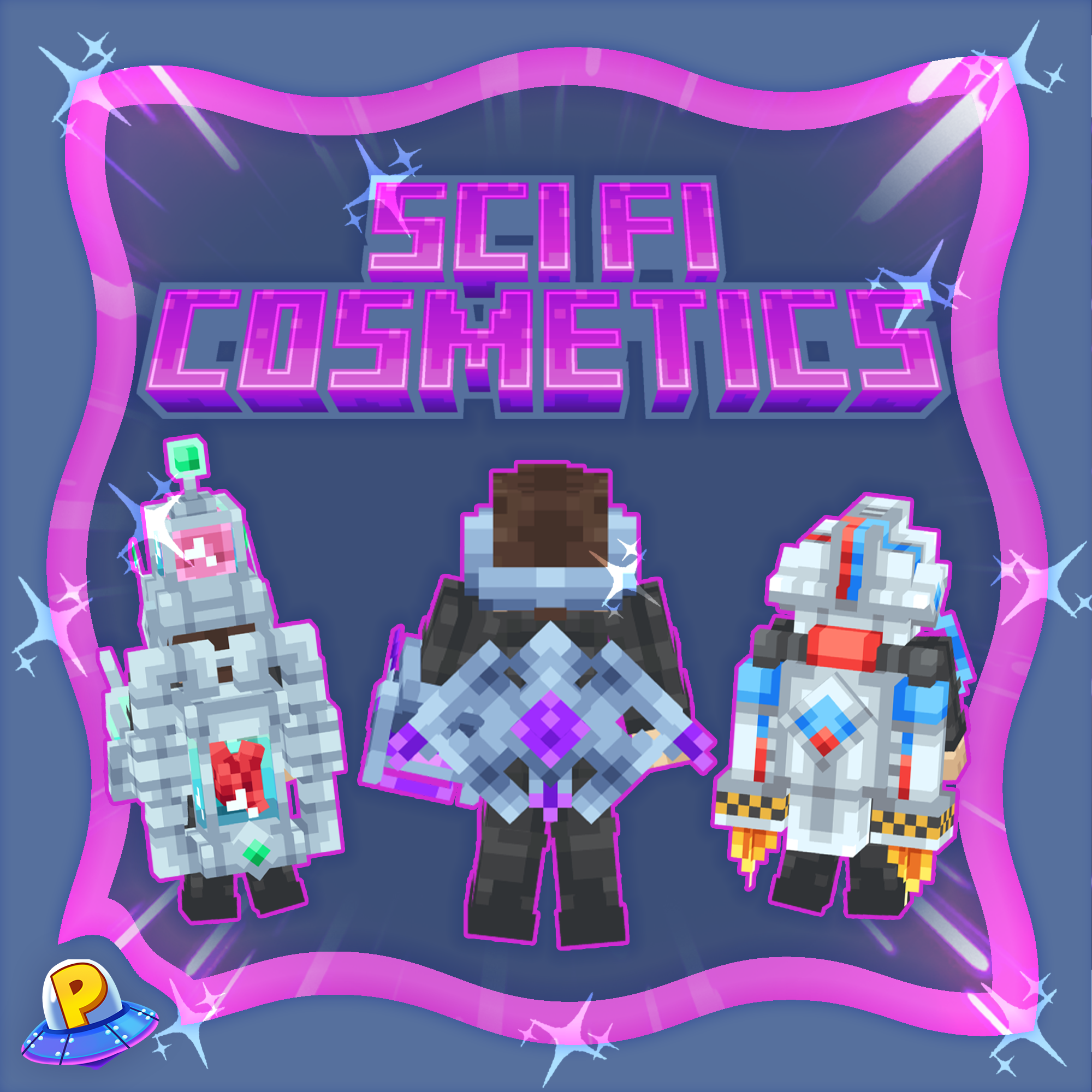 The display of 3d models for the Sci-Fi Cosmetics product by iPlexity.