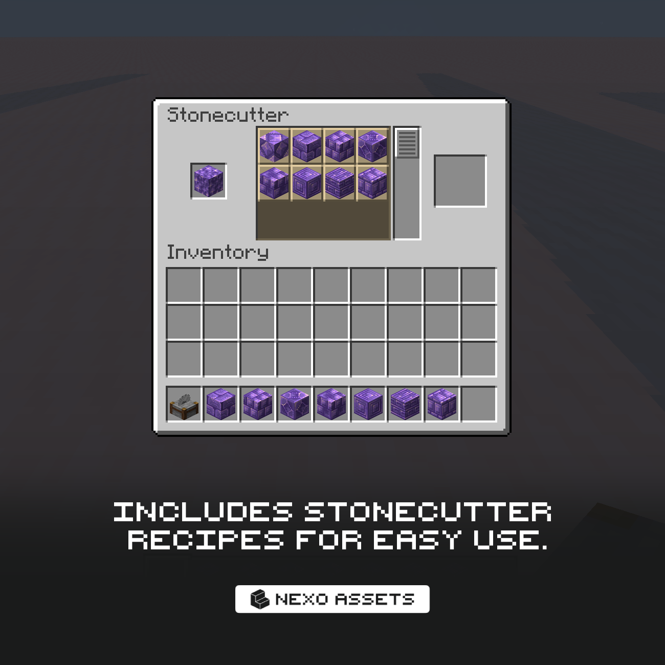 New stonecutter recipes are included to craft the new blocks.