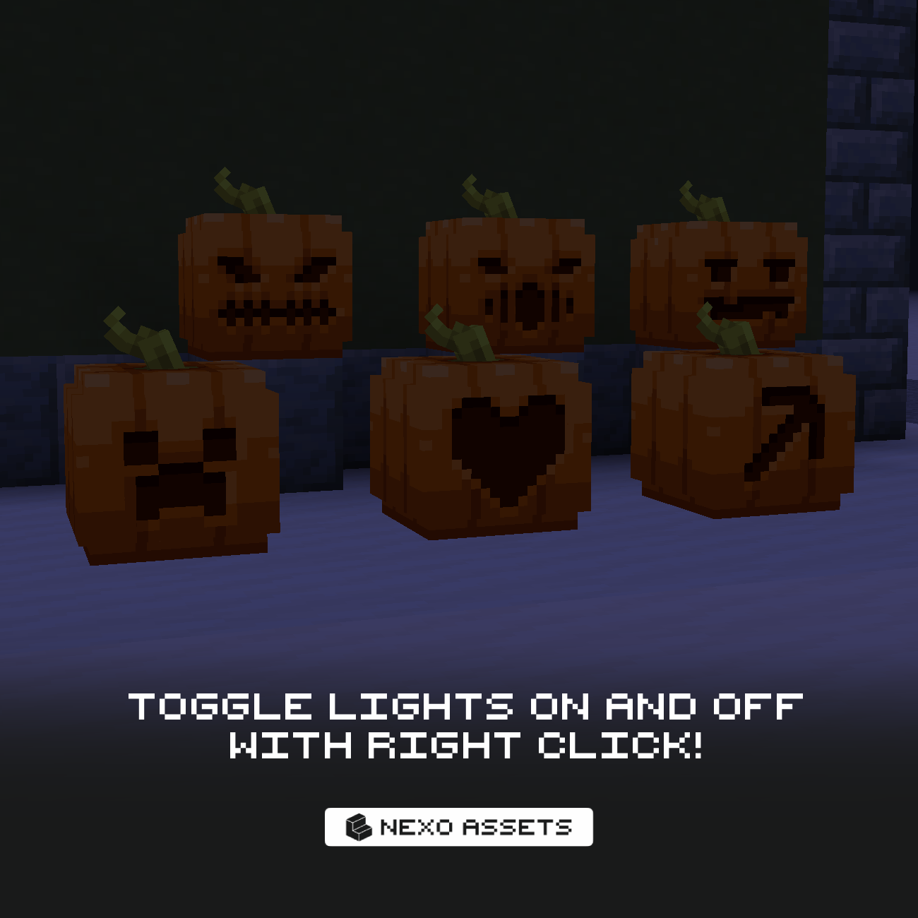 Toggle the pumpkin lights on and off with right-click.