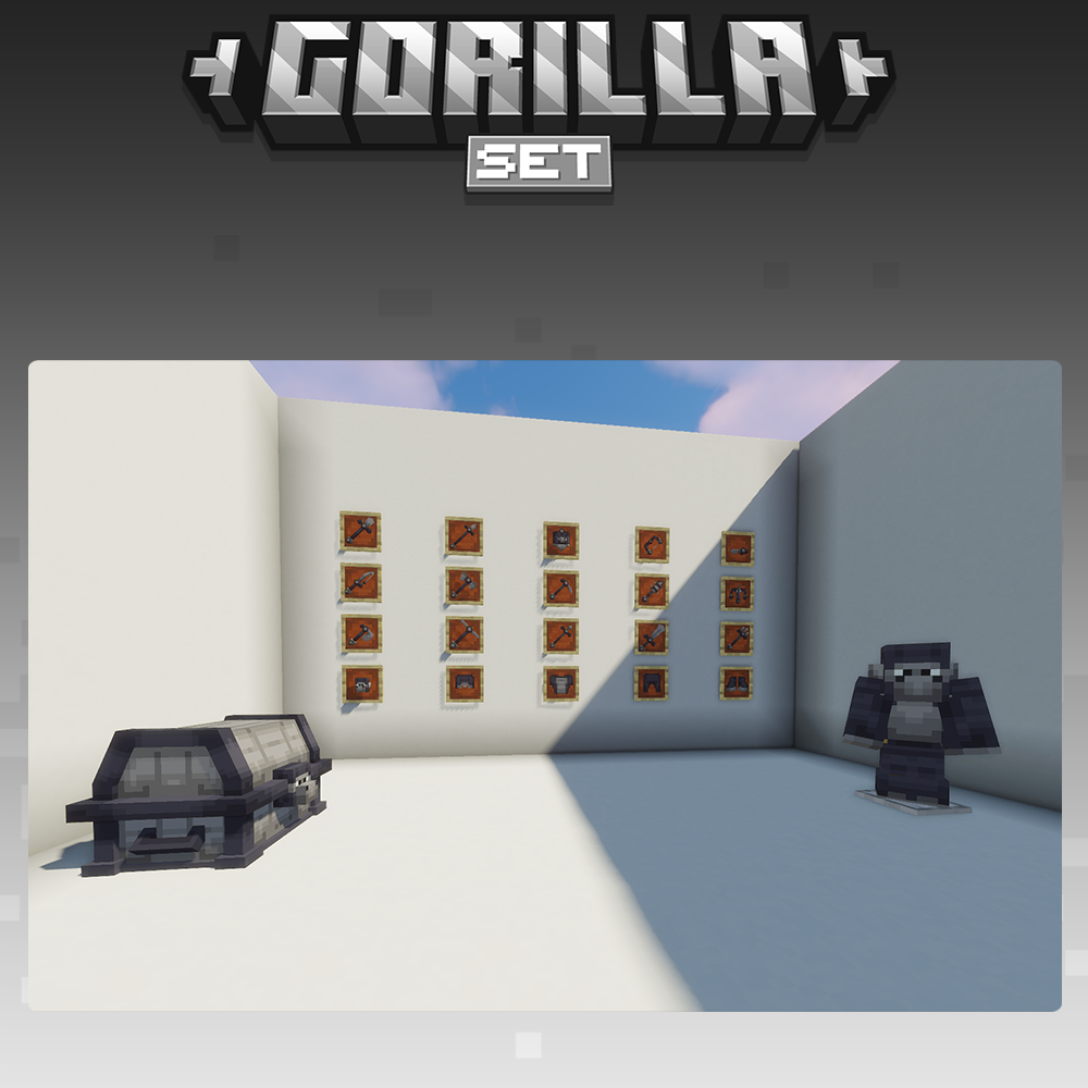 minecraft, blockbench gorilla weapons and tools set