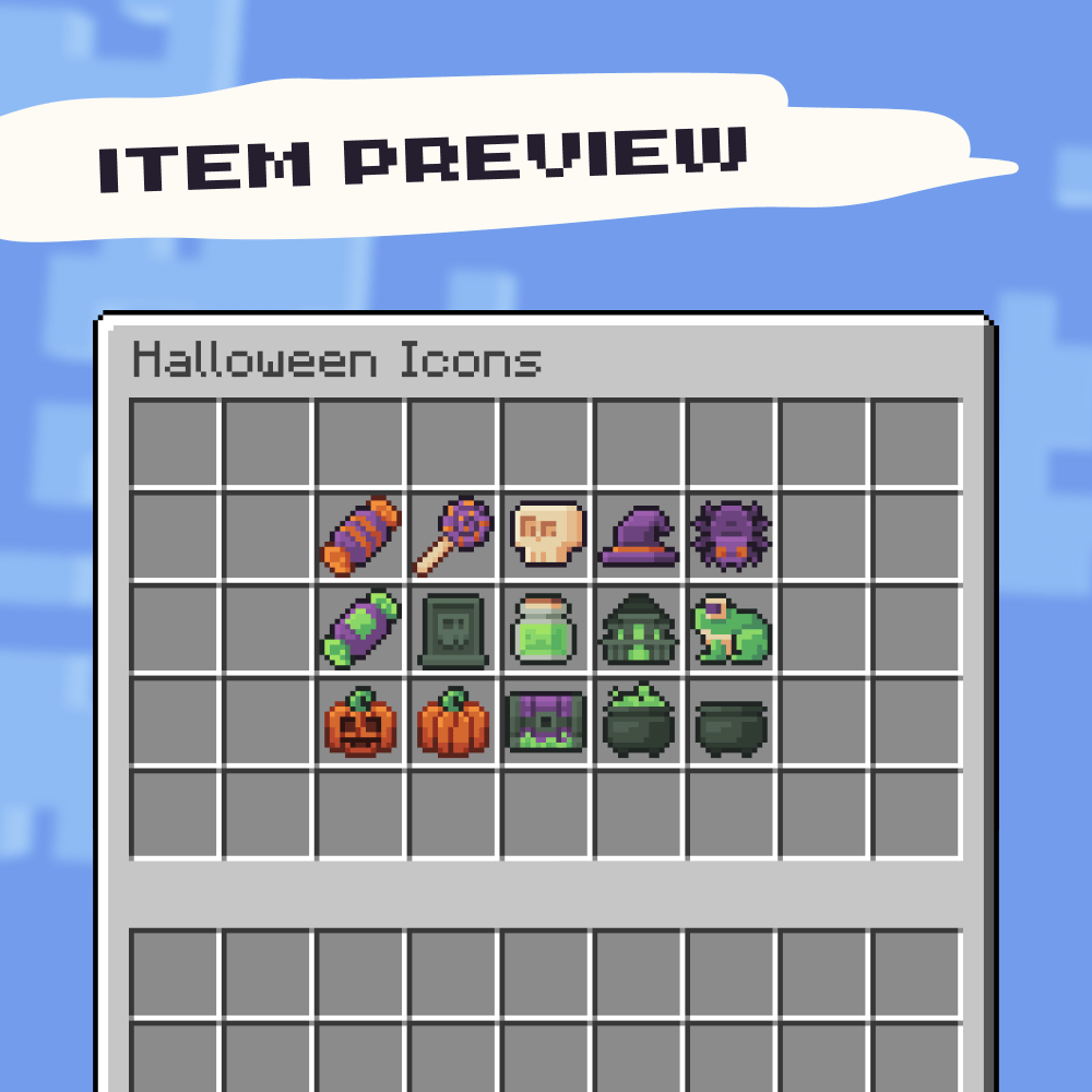 In-game preview of the icons put in Minecraft menu slots