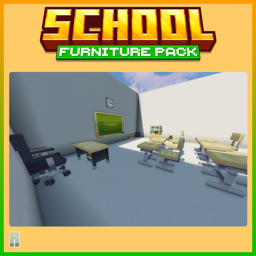 minecraft, blockbench school, classroom furniture pack