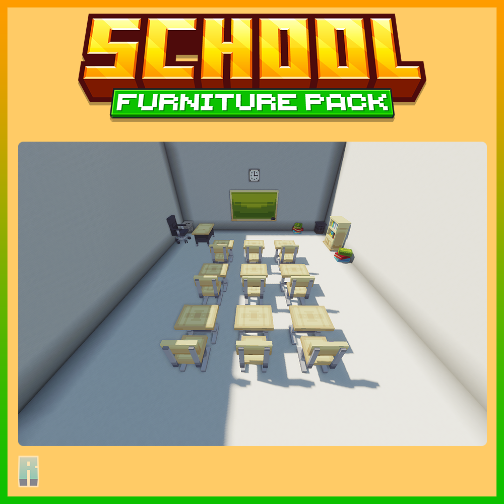 minecraft, blockbench school, classroom furniture pack