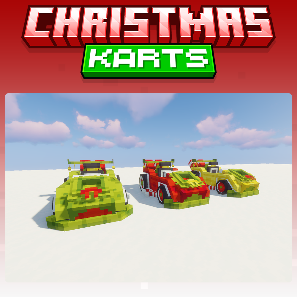 minecraft blockbench christmas kart, karts, xmas, santa, vehicle, mount