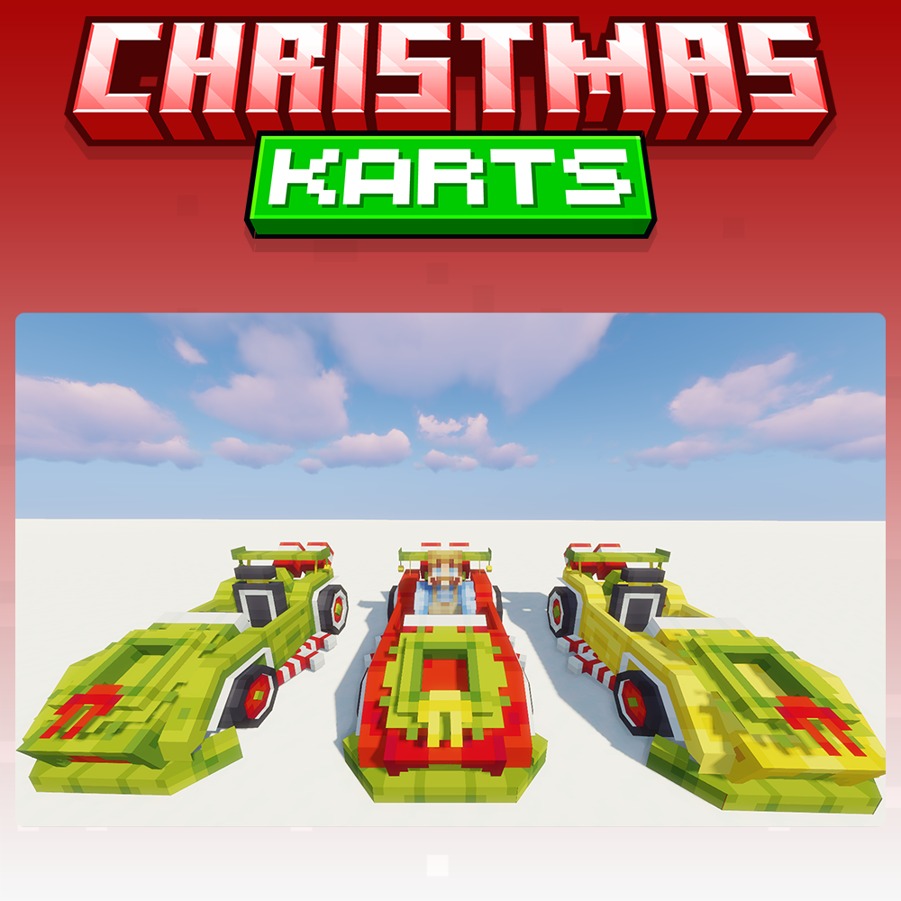 minecraft blockbench christmas kart, karts, xmas, santa, vehicle, mount