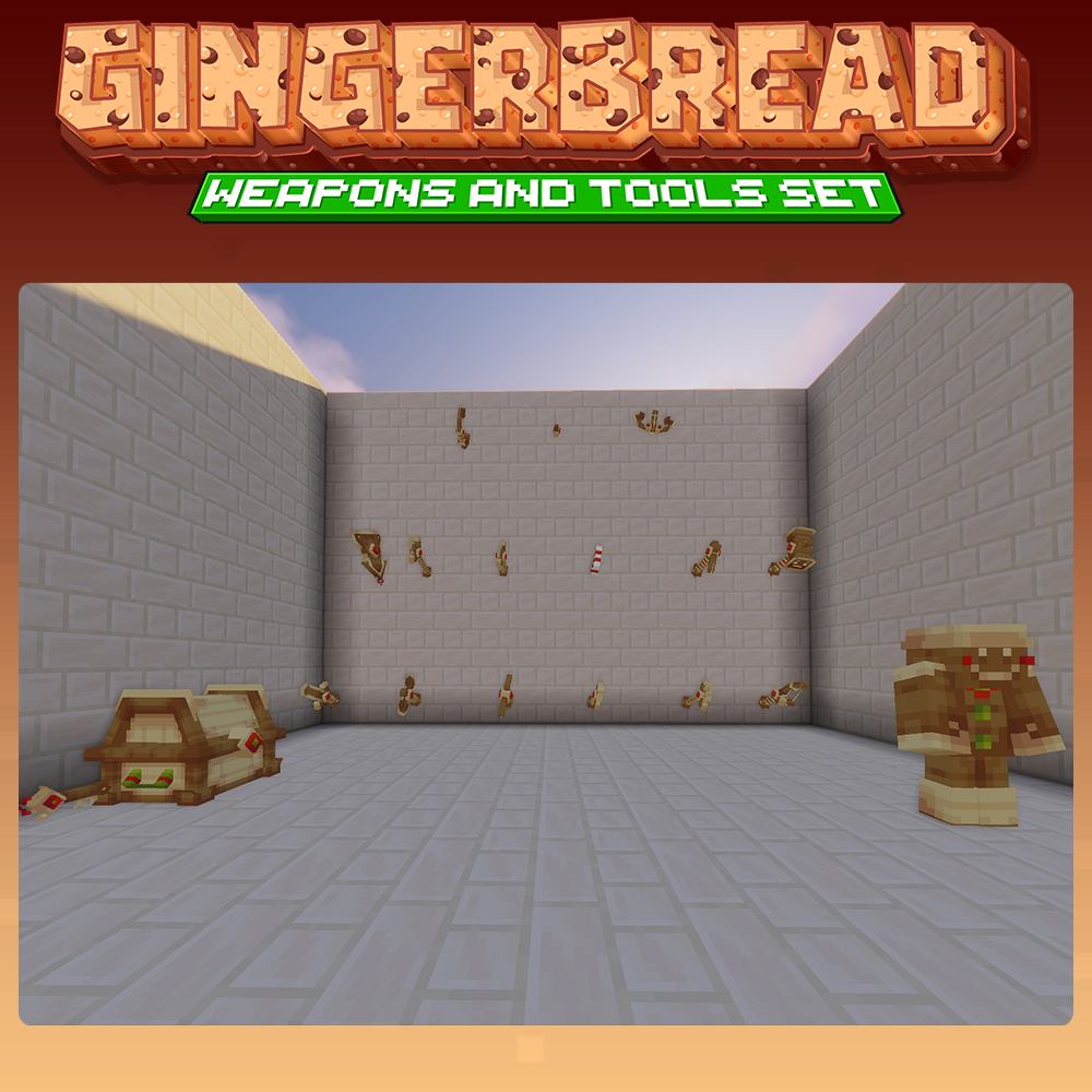 minecraft blockbench gingerbread weapons tools armor cosmetics set