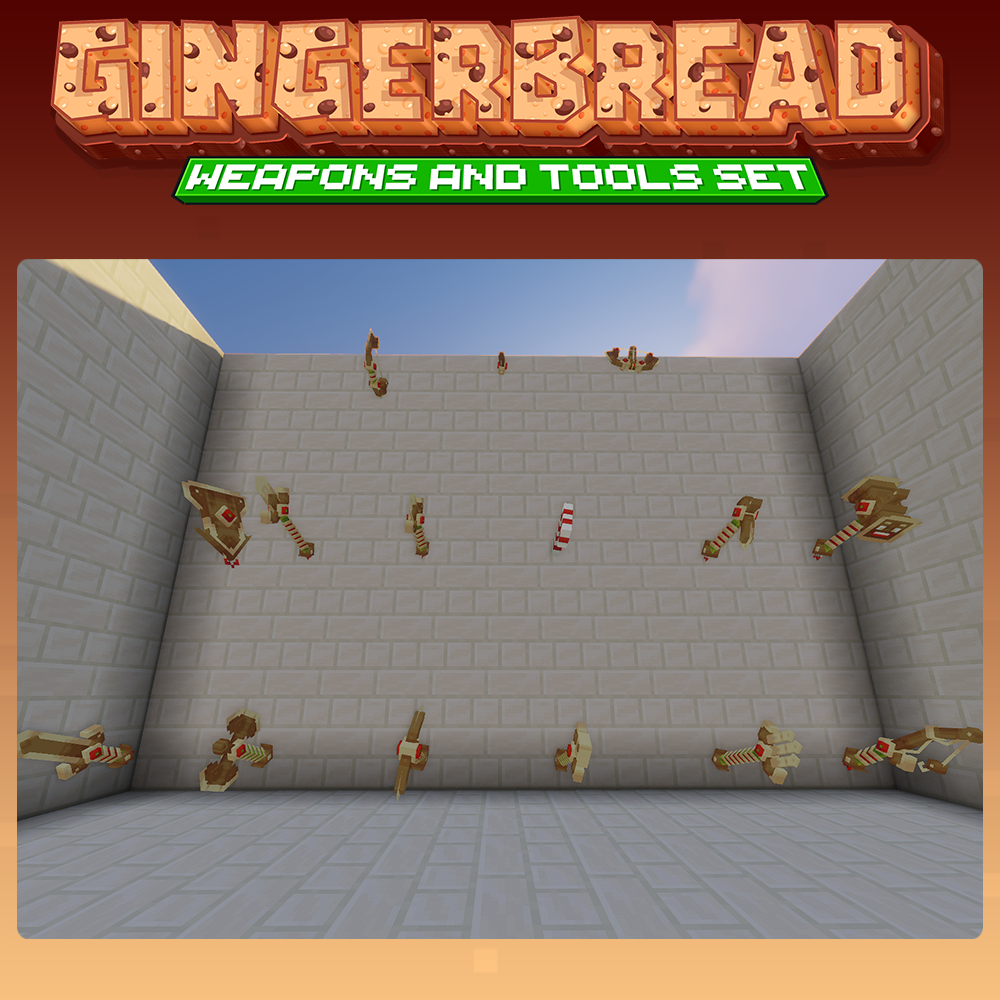 minecraft blockbench gingerbread weapons tools armor cosmetics set