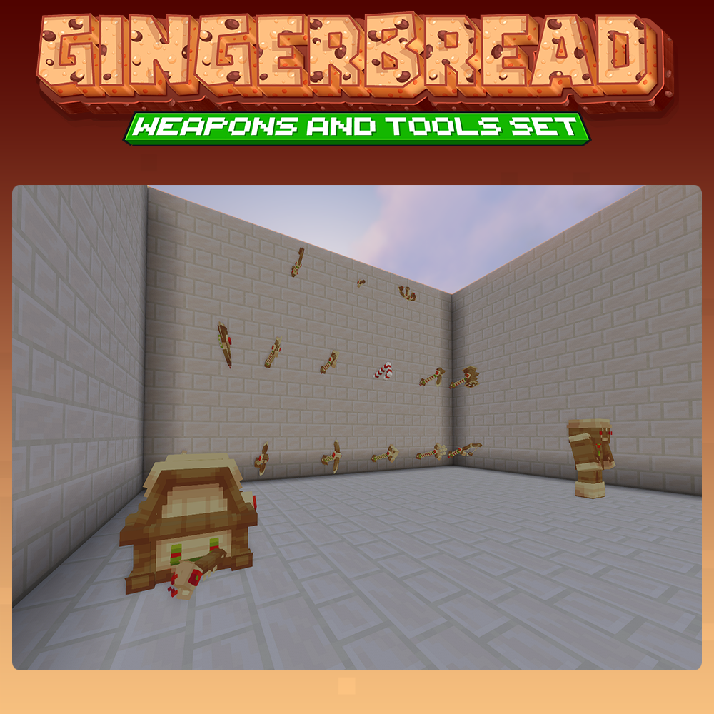 minecraft blockbench gingerbread weapons tools armor cosmetics set