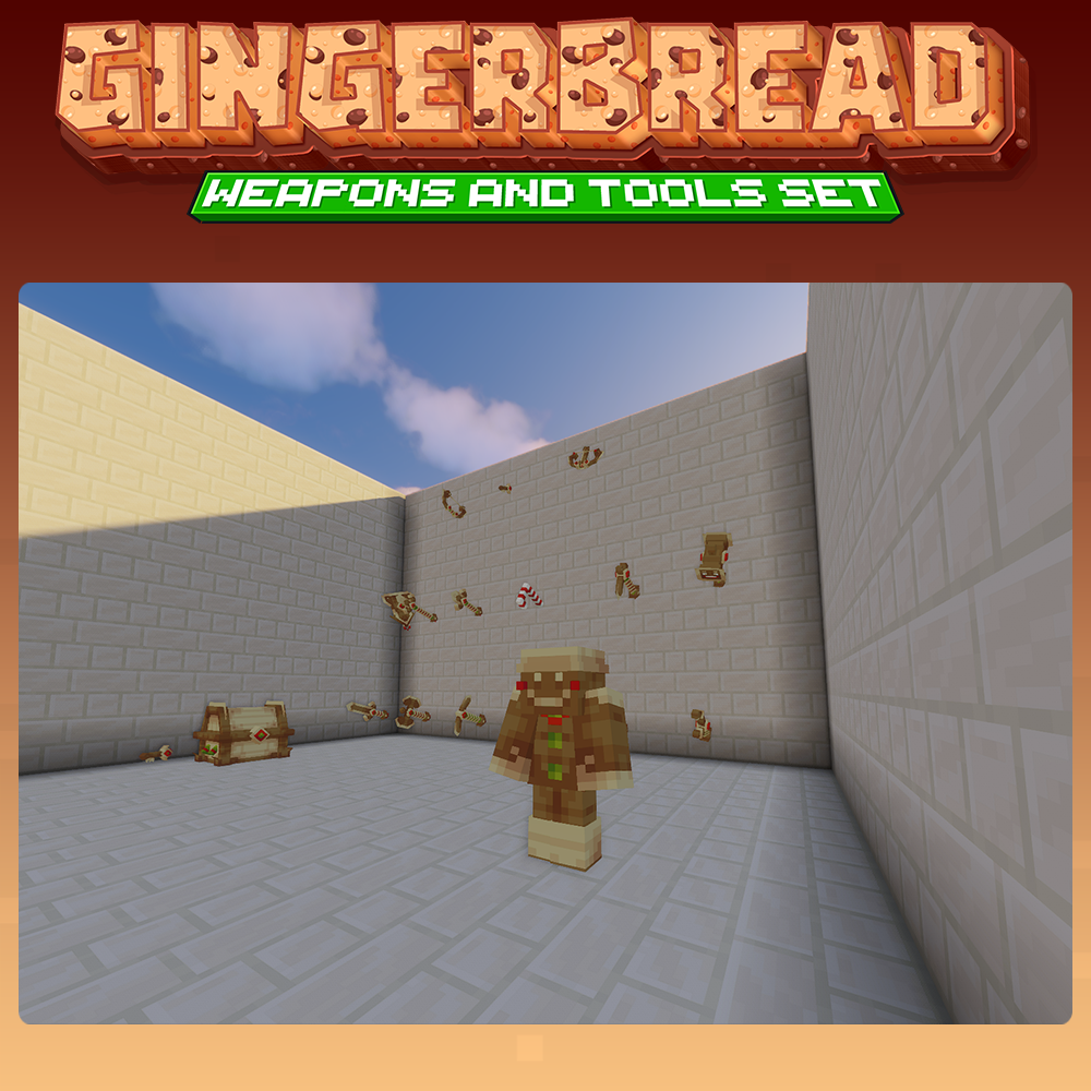 minecraft blockbench gingerbread weapons tools armor cosmetics set