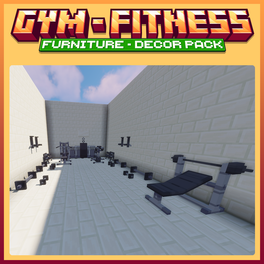 minecraft, blockbench gym, fitness, sport, furniture, decors, props, equipment pack