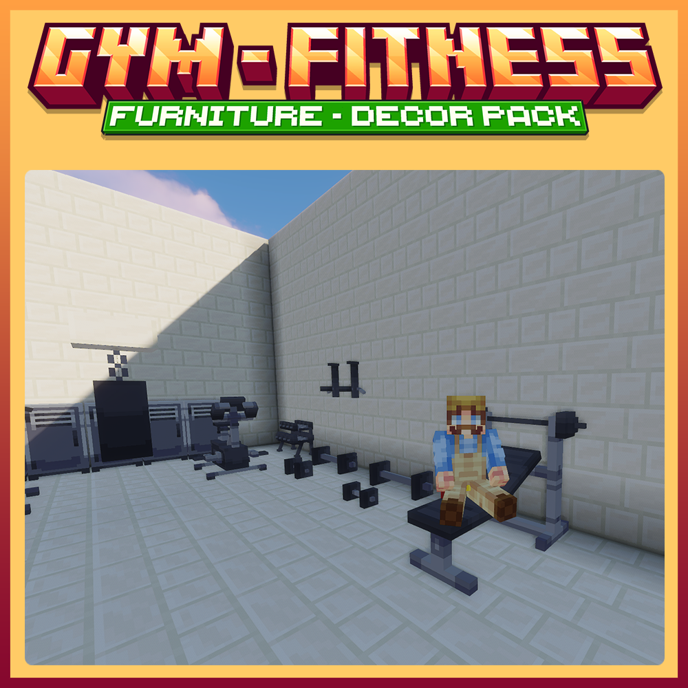 minecraft, blockbench gym, fitness, sport, furniture, decors, props, equipment pack