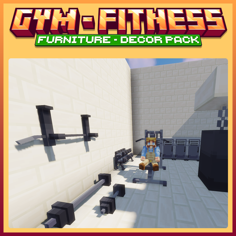minecraft, blockbench gym, fitness, sport, furniture, decors, props, equipment pack