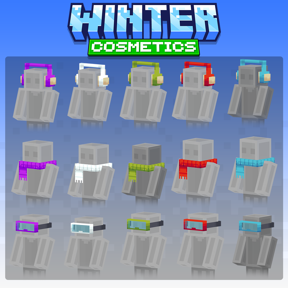 minecraft, blockbench, winter, snow, new year, cosmetics, hats, mask, yeti, 3d model