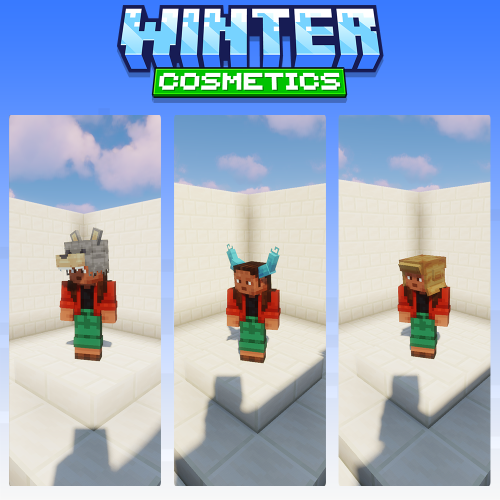 minecraft, blockbench, winter, snow, new year, cosmetics, hats, mask, yeti, 3d model
