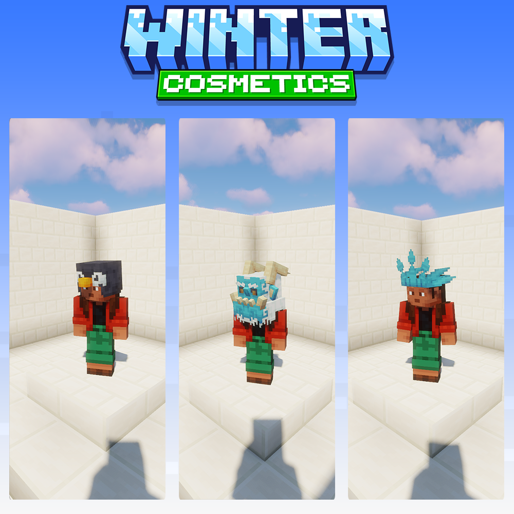 minecraft, blockbench, winter, snow, new year, cosmetics, hats, mask, yeti, 3d model
