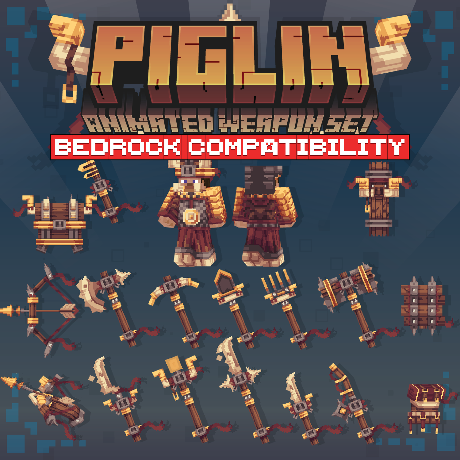 Imagen previa de Piglin Animated Weapon Set [For GeyserMC]
