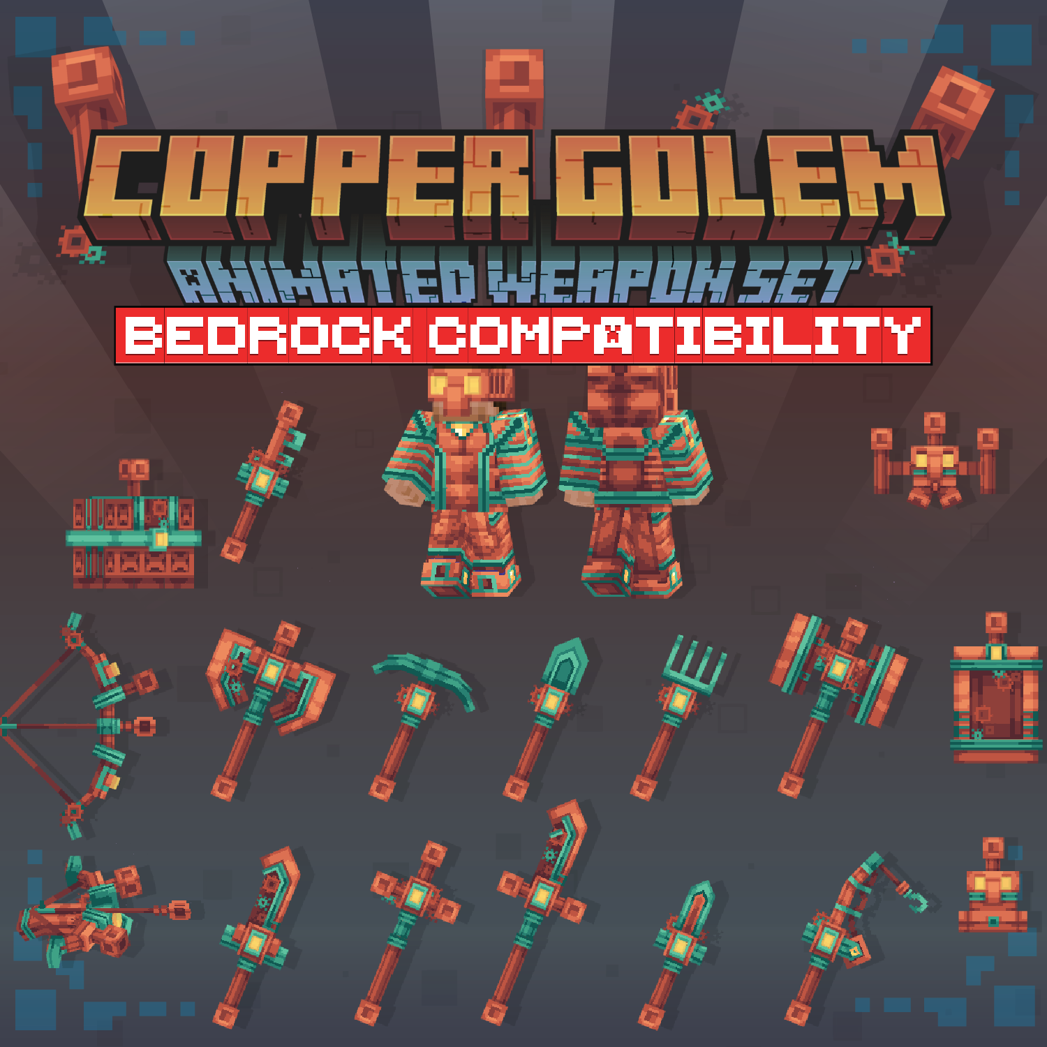 Imagen previa de Copper Golem Animated Weapon Set [For GeyserMC]