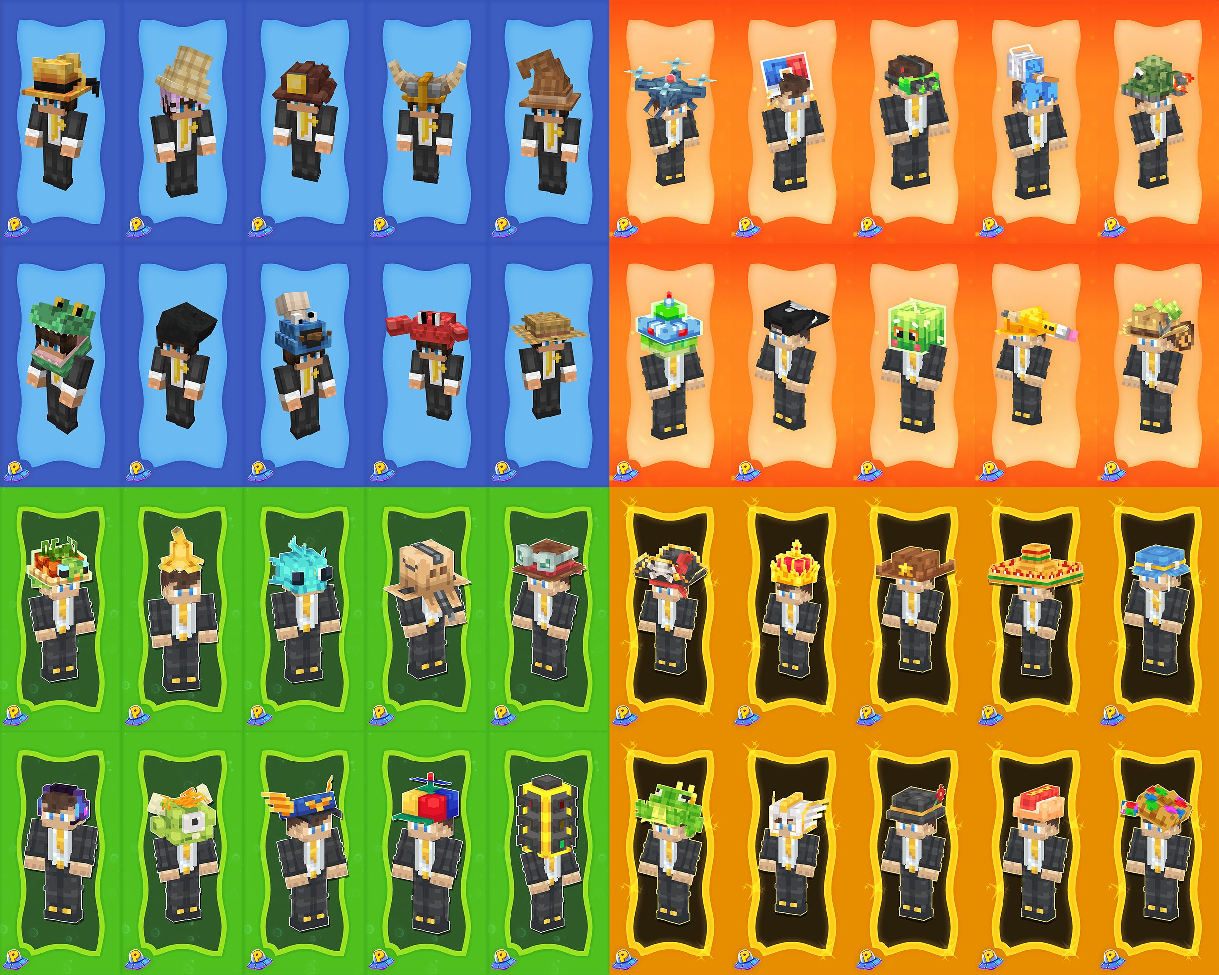 The display of 3d models for the Custom Hats Bundle v1-v4 product by iPlexity.