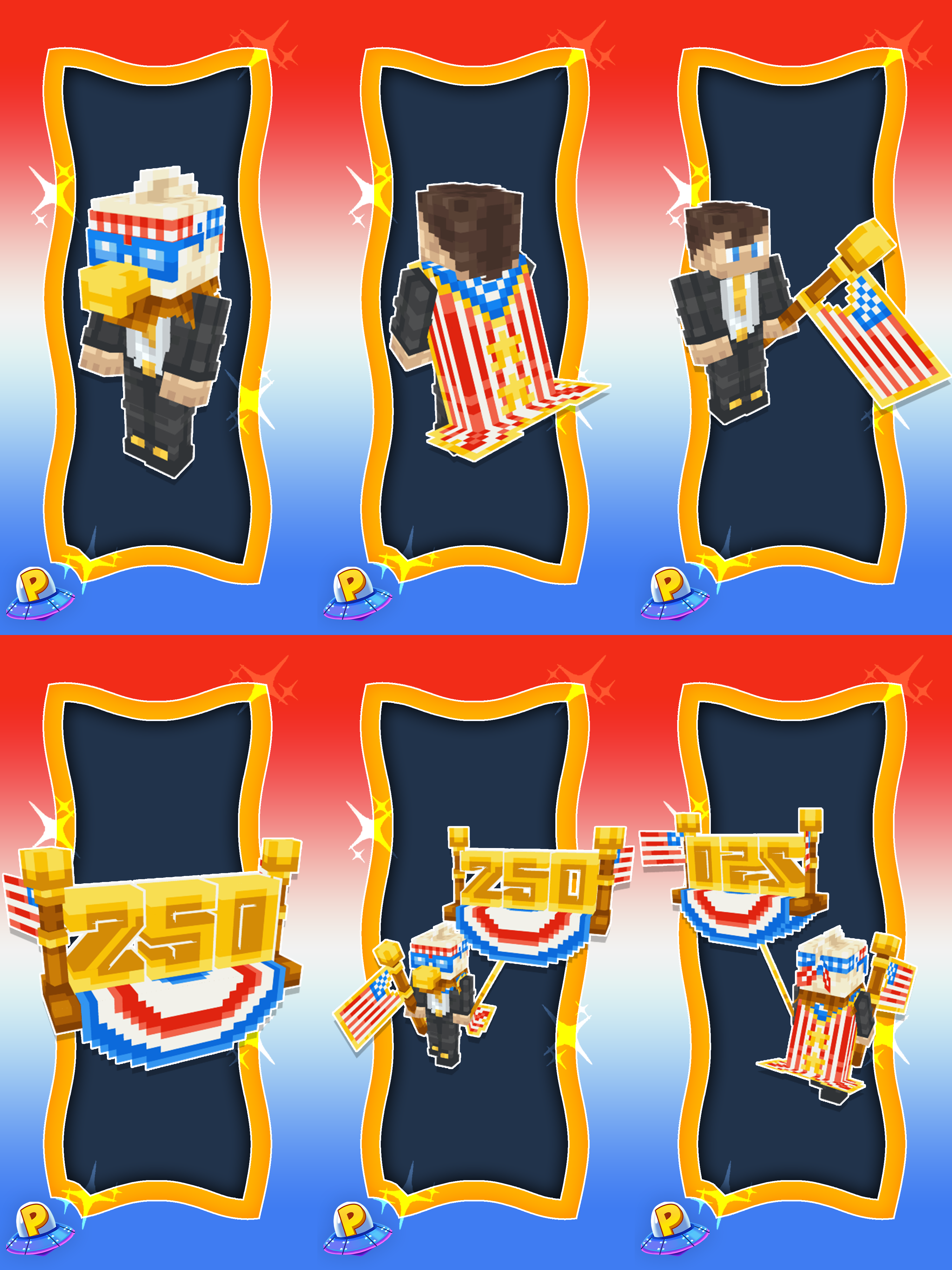 The display of 3d models for the July 4th 250th Anniversary Cosmetics product by iPlexity.