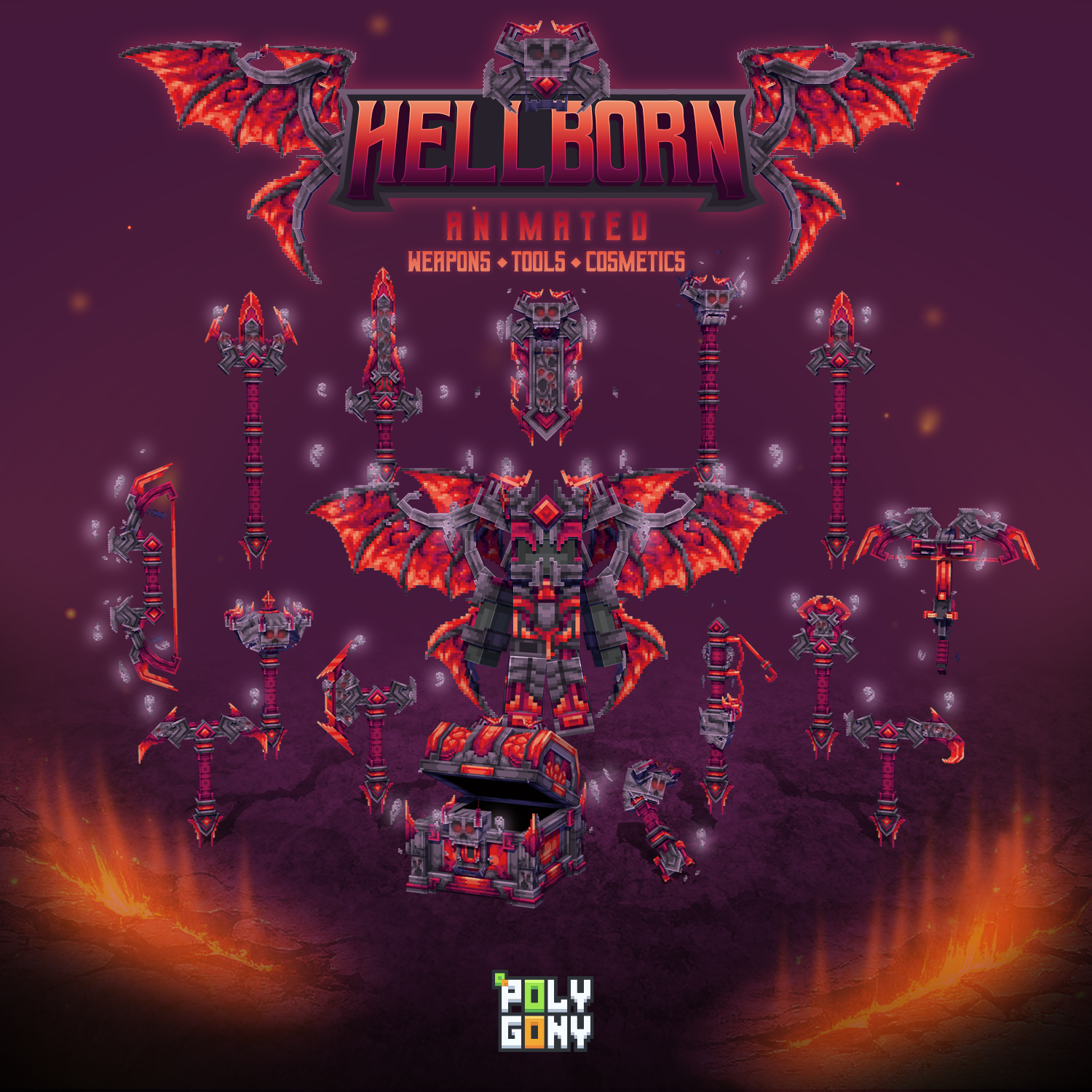 Hellborn Animated Weapons and Tools Set (64x) preview image